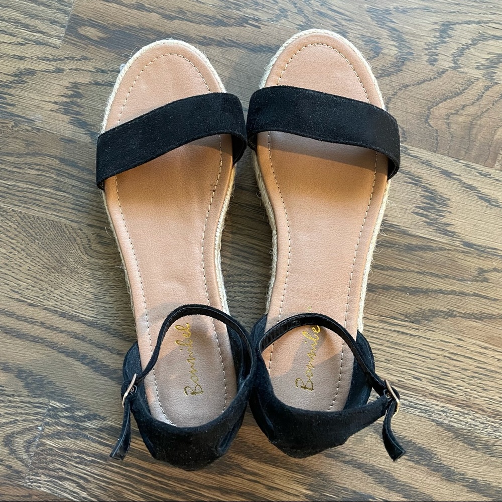Bonnibel Espadrille Block Sandal, Black, Size 7.5